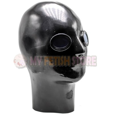 (DM872)100% natural full head human face latex mask rubber hood with eyes lenses suffocate Mask fetish wear